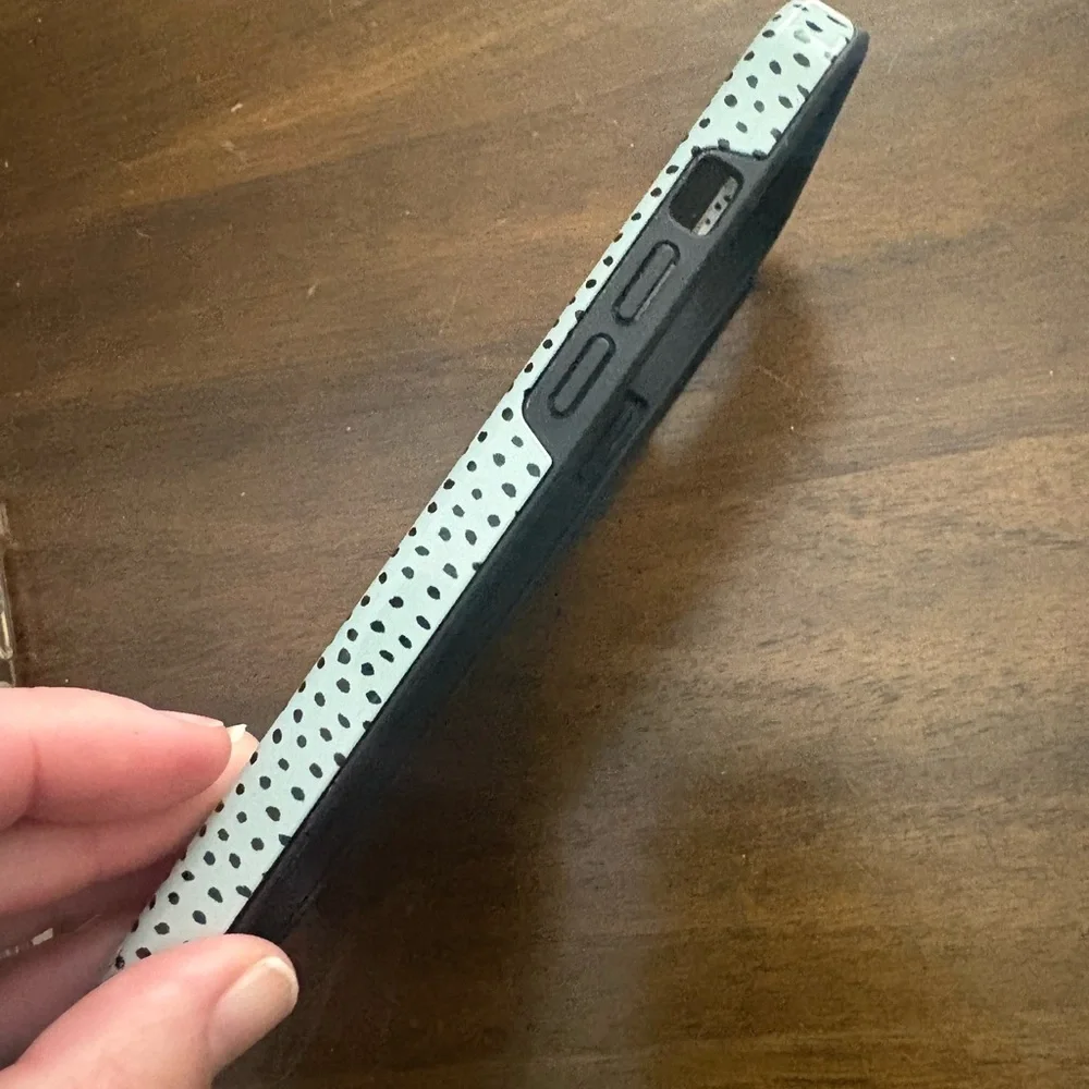 BURGA I Phone Cover Case 14 Pro Max Green Black Polka Dot Cute Preppy